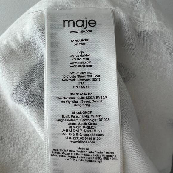 MAJE Ika White Black Romper Western Embroidered Crisscross Strap Open Back Sz 38 - Picture 7 of 9